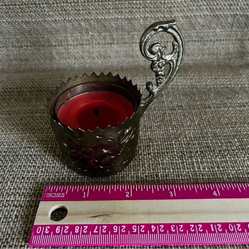 Vintage Solid Brass Candle Holder Tea Light‎ with Handle